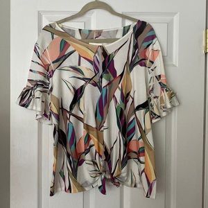 Ruffle Sleeve Tie Front Top